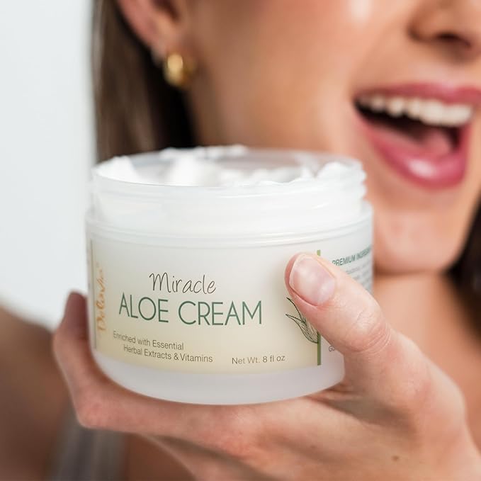 Deluvia Miracle Aloe Cream | Face & Body Moisturizer with Vitamin E & Organic Aloe Vera | Hydrating, Soothing for Dry Skin | Psoriasis, Eczema - 2 oz