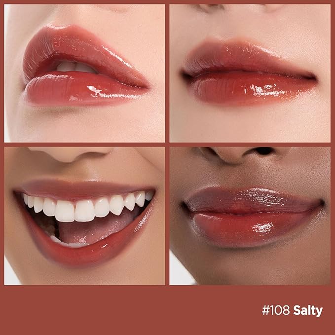 Laka Fruity Glam Tint, Glowing Lip Stain with Wide Color Spectrum, Hydrating & Lightweight Texture, Long-Lasting Bold Stain, Non-Sticky, Vegan, K-Beauty (#108 Salty, 4.5g/0.15oz)