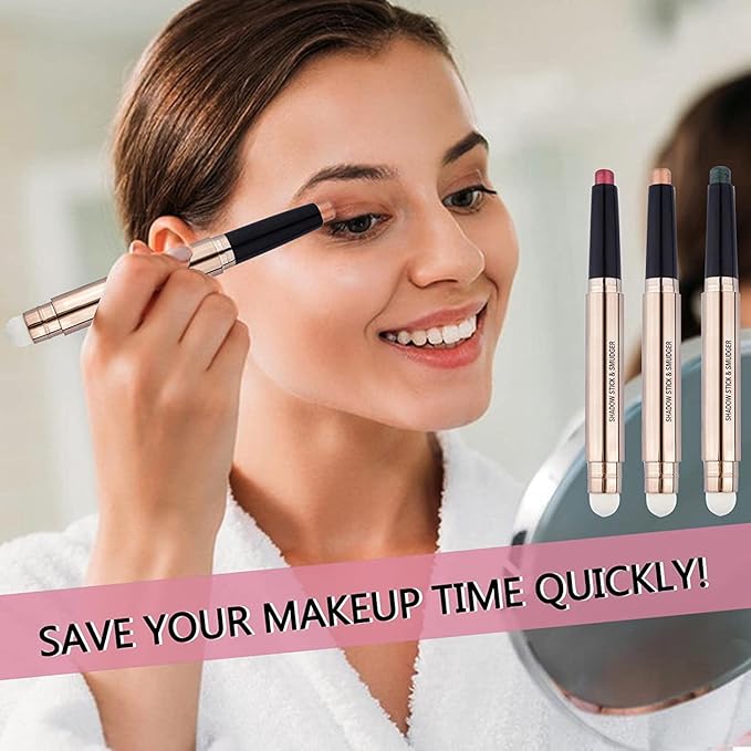 Pink Eyeshadow Stick Cream Smooth Shimmer Eye shadow Pencil Hypoallergenic Waterproof Long Lasting Eye shadow pen Highlighter Stick Multi-Dimensional eyes Look (13# Pink Shimmer)