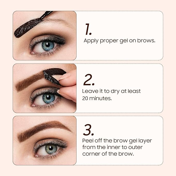 Eyebrow Gel - Eyebrow Pencils for Women, Longwearing Waterproof Volumizing Buildable, Locks Brow Hairs in Place for Fuller & Defined Looking Brows (Dark Brown)
