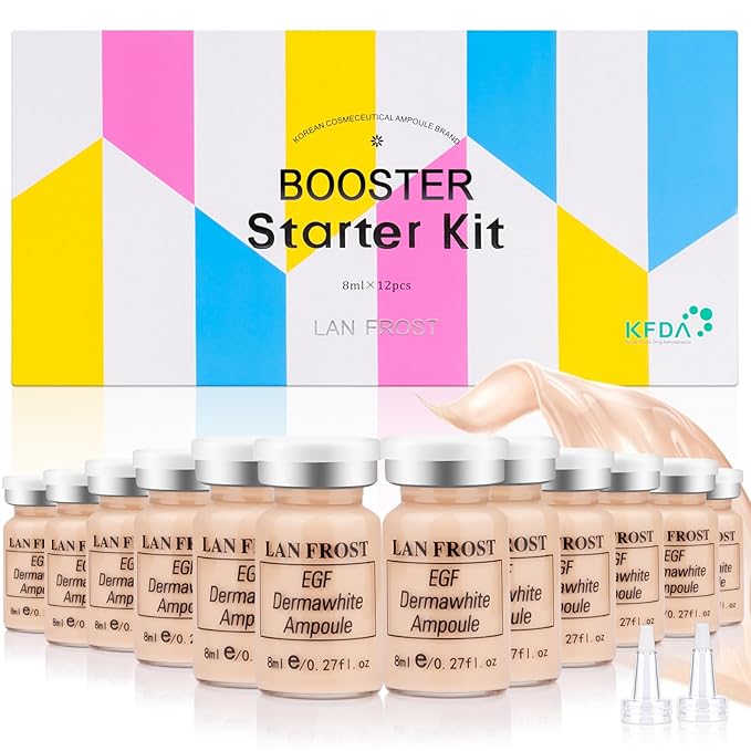 TRESSON BB Facial Glow Serum Starter Kit Hyaluronic Acid Essence Foundation Skin Care Kit 0.27oz 12 Vials, Combined With Niacinamide and Peptides To Skin Tone Anti-Aging Foundation Light Rose #3