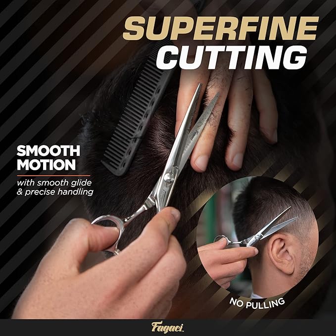 Fagaci Hair Thinning Scissors 6" with 440C Steel, Ultra Sharp & Superior Cuts Texturizing Shears, Extreme Durability Texturizing Scissors, Barber Thinning Shears, Hair Cutting for Women & Men