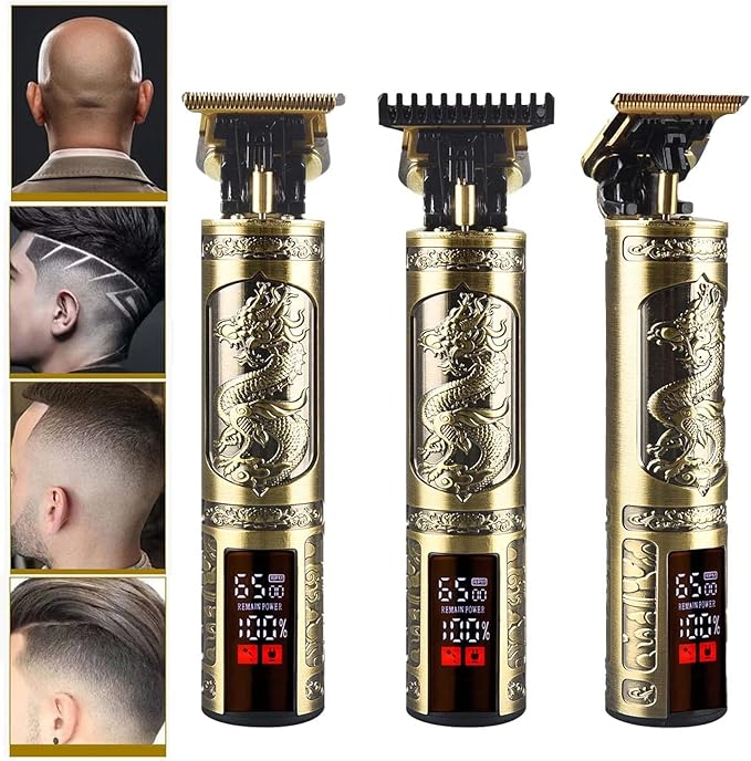 Hair Clippers for Mens Cordless Hair Trimmer T-Blade Trimmer Professional Haircut & Grooming Kit Rechargeable Edgers Clippers Hair Trimmer Shaver Cutting Kit with LCD Display (Led-Dragon)