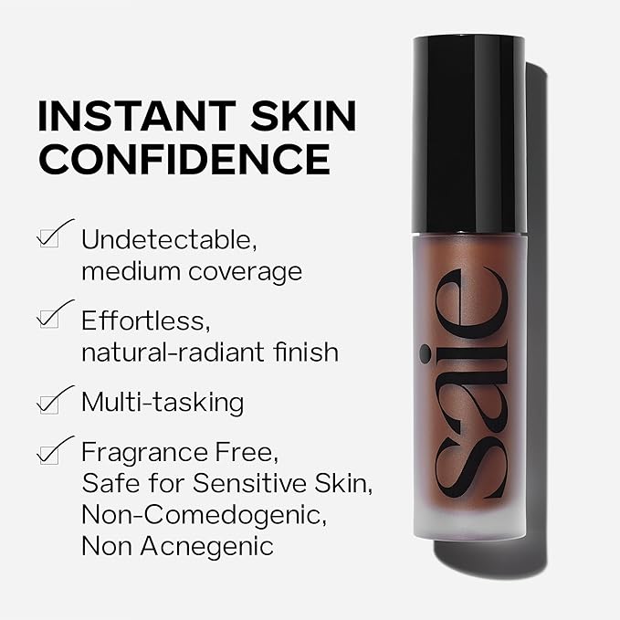 Saie Slip Tint Radiant Cream Concealer & All-Over Face Makeup - Concealer for Dark Circles, Redness & Blemishes - Lightweight Makeup Made with Hydrating Hyaluronic Acid - Shade 25 (0.17 oz)
