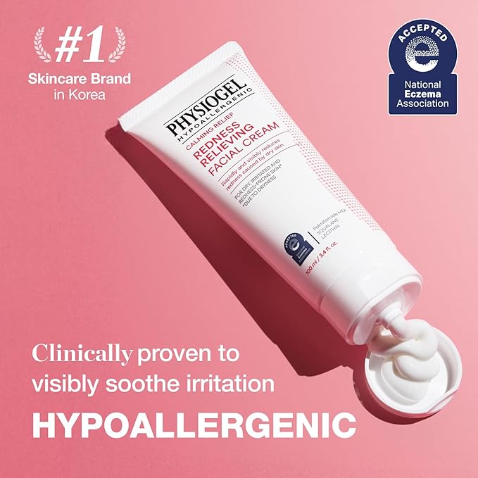 Physiogel Redness Reducing Cream – Ceramide Moisturizer for Dry, Sensitive & Redness-Prone Skin, Repairs Skin Barrier, Dermatologist-Tested, Fragrance-Free, Korean Skincare, 3.4 fl oz