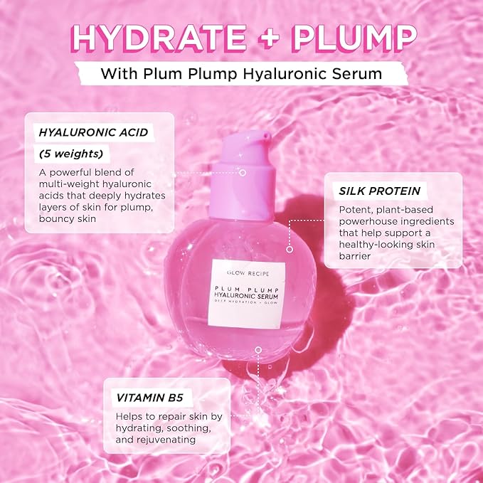 Glow Recipe Glass Skin Hydration Travel Size Korean Skincare Set - Includes Mini Cloudberry Facial Toner, Strawberry Blur Drops, Blackberry Retinol Serum & Pink Juice Moisturizer (4 Count)
