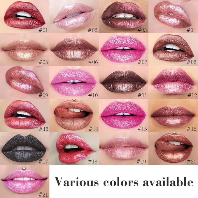 Kaely 2-in-1 Dark Borwn Metallic Lipstick and Lip Liner, Shimmer Liquid Metallic Lipsticks for Women, Glitter Lip Gloss Stain Long Lasting Waterproof Smudge Proof 24 Hour, Vegan Makeup, 11
