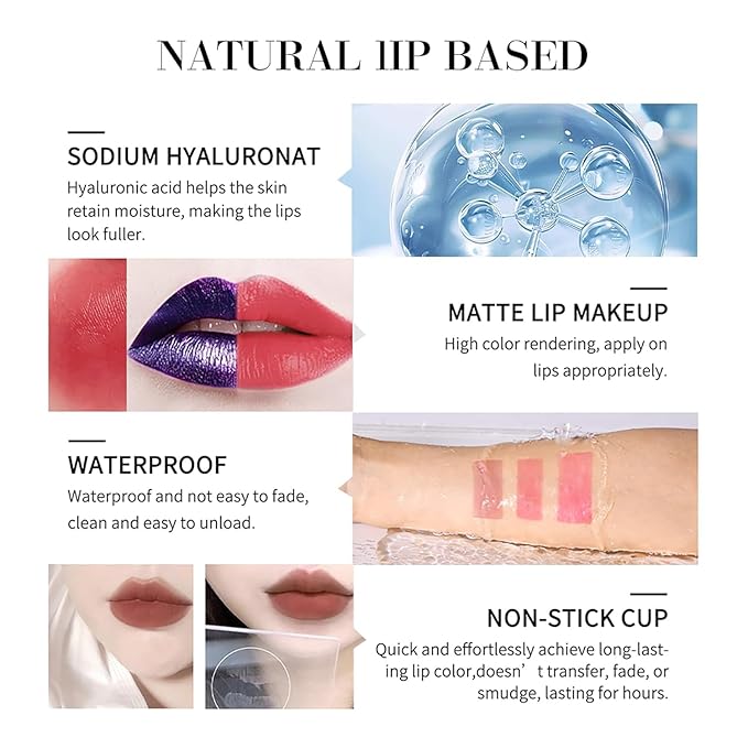 3Pcs Peel Off Lip Liner Lipstick Makeup, Pink Peel Off Lipgloss for Women Magic Lipstick 24 Hours Original Lip Liner Makeup Stain (#D, 1 Count (Pack of 3))