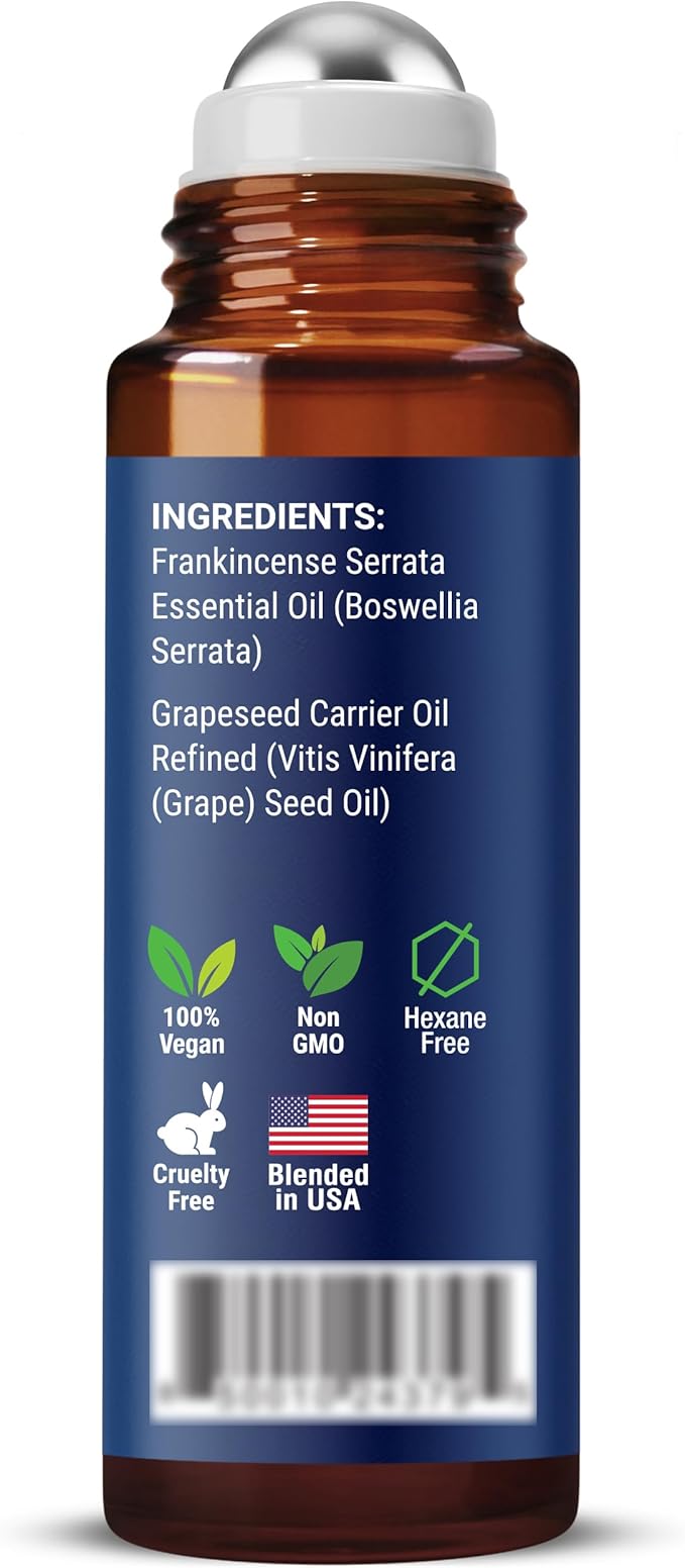 Frankincense Essential Oil Roll-On 10 ml - Pure, Natural Oil with Grapeseed for Aromatherapy & Skin Care - Nexon Botanics
