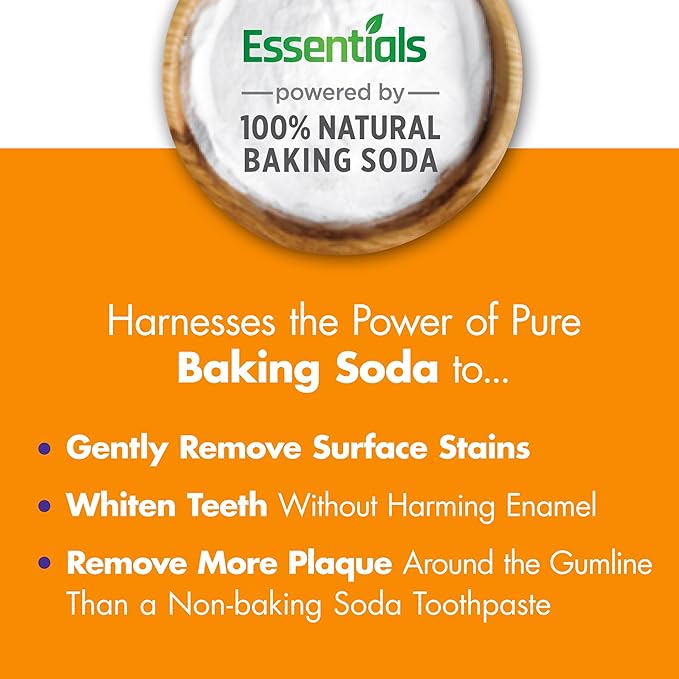 ARM & HAMMER Essentials Fluoride-Free Toothpaste Whiten + Activated Charcoal-12 Pack of 4.3oz Tubes, Clean Mint- 100% Natural Baking Soda