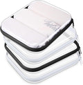 Hoolerry 4 Pcs Hard Clear Zipper Case Makeup Bags Plastic Pencil Pouch Transparent Storage Box Containers for Cosmetics, Snacks, Building Blocks, Puzzles(Black and White,9.8 x 7.9 x 2 in)