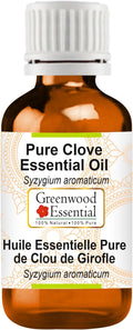Greenwood Essential Pure Clove Essential Oil (Syzygium aromaticum Steam Distilled 100ml (3.38 oz)