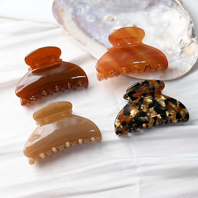 Handmade Celluloid Acetate French Design Barrettes Tortoise Shell Claws Hair Claw Luxury Fashion Accessories Hair Clip for Women (black gold)