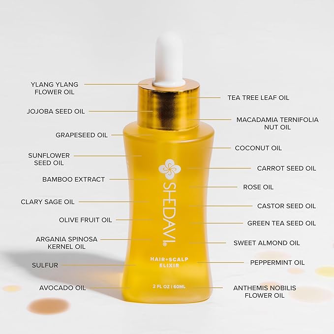 Shedavi Iconic Vegan Hair Serum with Botanicals - Growth Treatment for Women & Men's Dry, Damaged Hair and Scalp with Argan, Coconut, Castor, and Tea Tree Oils