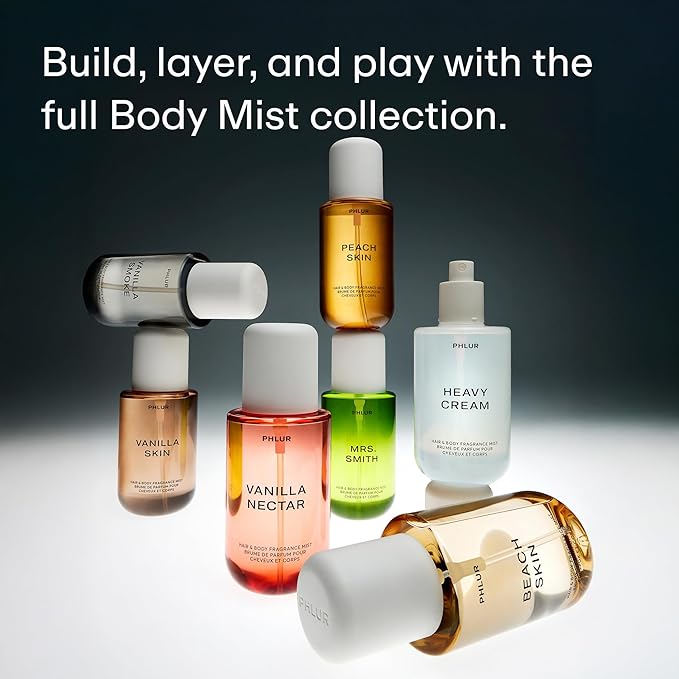 PHLUR Paradise Skin Set - Travel Size Body Mist Gift Set - Peach Skin, Vanilla Skin, & Beach Skin - Travel Size Hair and Body Fragrance Mist Trio (3 x 3 fl oz)