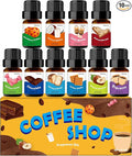 Fragrance Oil for Candle & Soap Making, Holamay Coffee Shop Set, Premium Aromatherapy Essential Oils for Diffusers for Home - Espresso, Cafe Mocha, Chocolate, Almond Biscotti and More, 10 x 5ml
