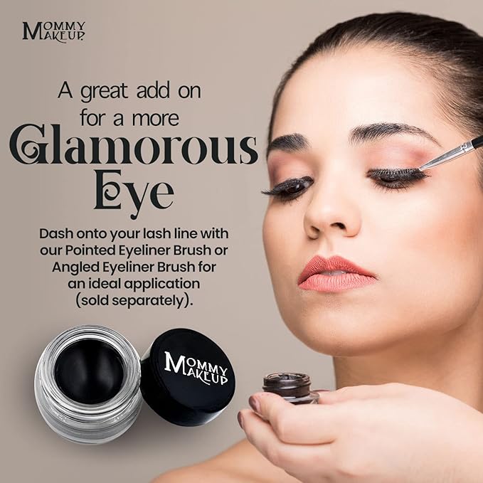 Mommy Makeup Waterproof Stay Put Gel Eyeliner Pot with Micropigments - Smudge-Proof, Long Lasting, Highly Pigmented Cream Eye Liner, 0.14 oz (Black Beauty)