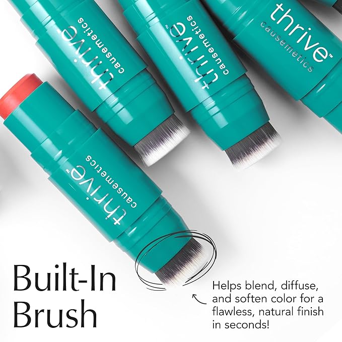 Thrive Causemetics Triple Threat Color Stick: Cream Blush Stick with Vitamin E, Evening Primrose Oil, Waterproof Smudge Proof Face Makeup Formula, Kaisa (Dusty Rose Matte)
