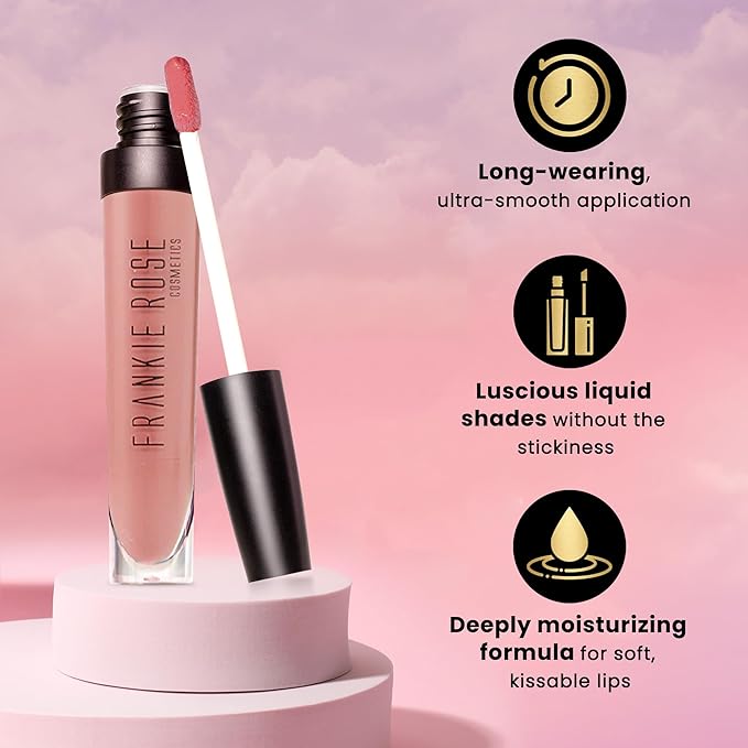 Frankie Rose Cosmetics Lip Gloss | Non-Sticky Formula, Long Lasting Gloss Shimmer, Bold Pigment & Hydrating Gloss of Lips, Pressed Flower Glossy Lip Gloss, 20g