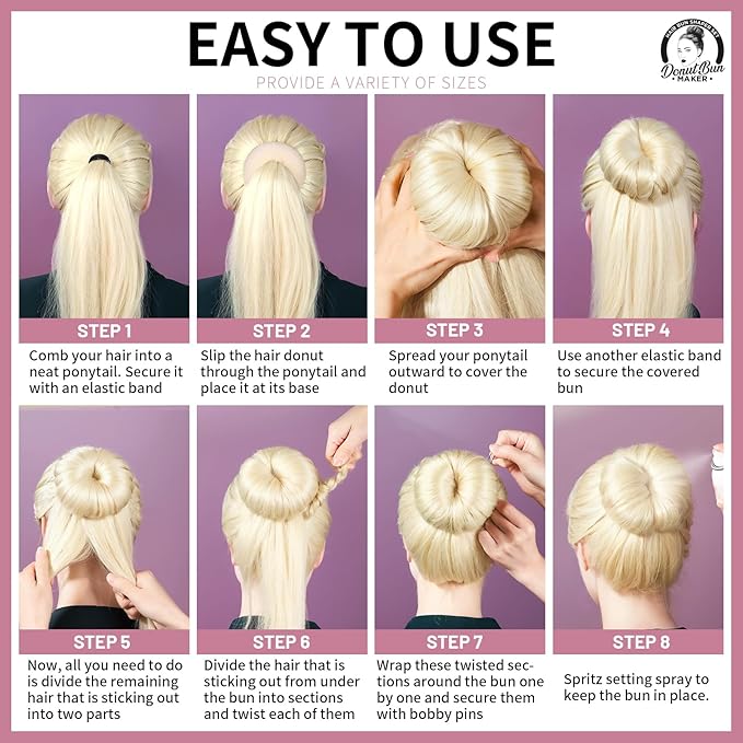 Teenitor Hair Bun Shaper Set with Extra-large, Large, Medium, Small Doughnuts Ring Stylers, 20pcs Blonde Large Bobby Pins
