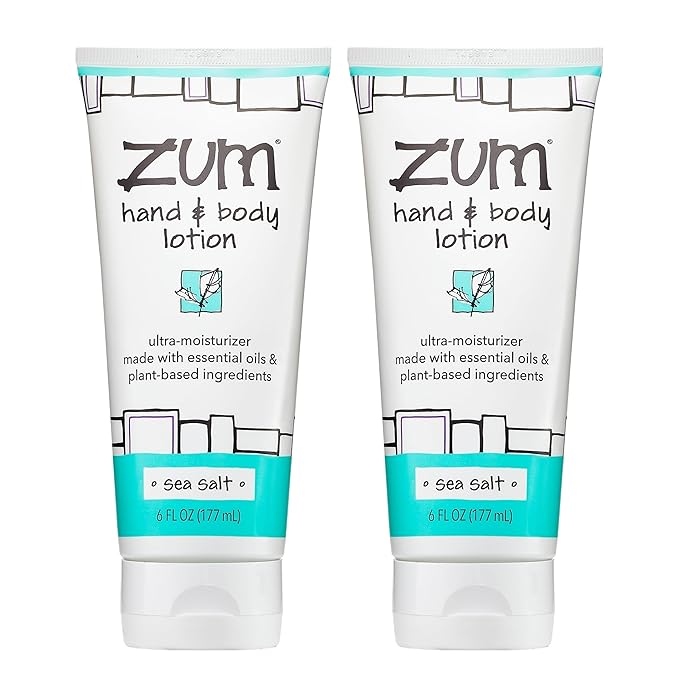 Zum Indigo Wild Hand & Body Lotion - Natural Hand Lotion for Dry Hands - Body Lotion for Women & Men - Body Moisturizers Include Shea Butter, Jojoba Oil & More - Sea Salt Scent - 6 fl oz (2 Pack)