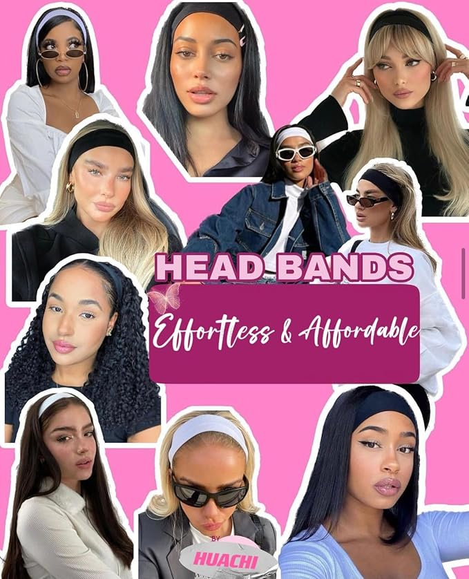 Elastic Non-Slip Soft Cloth Fabric Women's Headbands 16 Pack - Yoga, Running, Sports Hair Accessories in Black, Brown, Beige, Thick