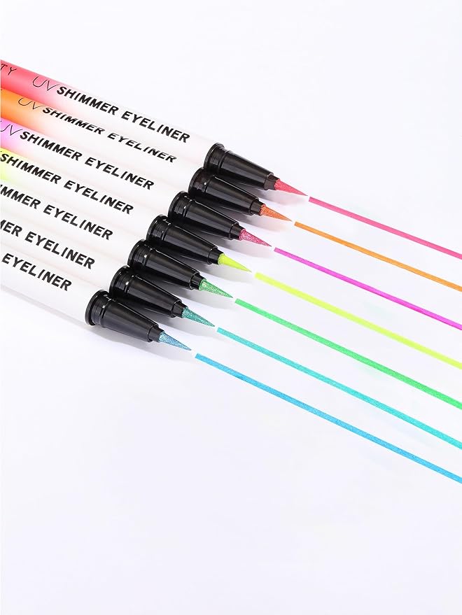Metallic Neon Liquid Eyeliner, Glitter Neon Colored Eyeliners Pen, High Pigmented, Waterproof Smudge-Proof and Long-Lasting Metallic Eye Makeup for Halloween Christmas,Shimmer Orange