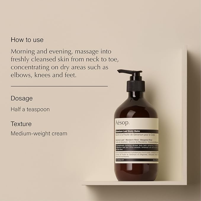 Aesop Geranium Leaf Body Cleanser & Balm Set | Green, Citrus Fresh Duo to Cleanse and Hydrate Skin | Geranium Leaf, Mandarin Rind, Bergamot Rind | 16.9 oz + 16.5 oz