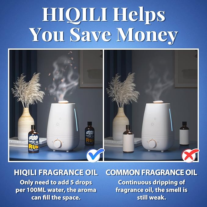 HIQILI Rum Essential Oil - Sweet Mellow Fragrance Oil for Diffuser, Candle Soap Perfume Lotion Making, 3.38 Fl Oz
