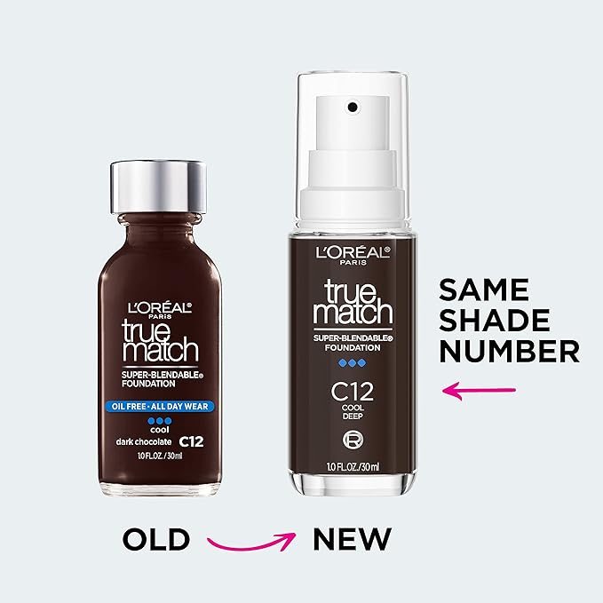 L'Oréal Paris True Match Super-Blendable Foundation, Medium Coverage Liquid Foundation Makeup with SPF 17, C9.5, Deep, 1 Fl Oz (Pack of 2)