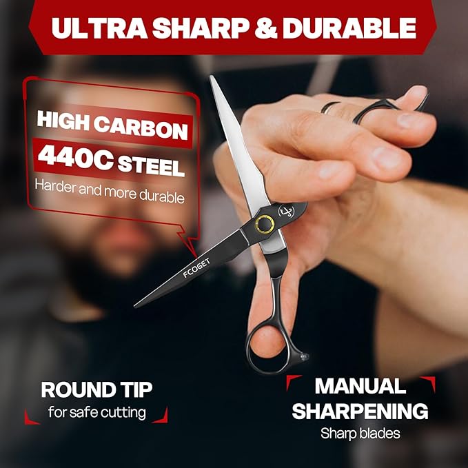 Professional Barber Hair Scissors Thinning Shears Kit - 6.8" HIGH-END Extremely Sharp Haircut Scissors Hairdressing Texturizing Hair Cutting Shears Set 440C Stainless Steel for Salon Home Stylists