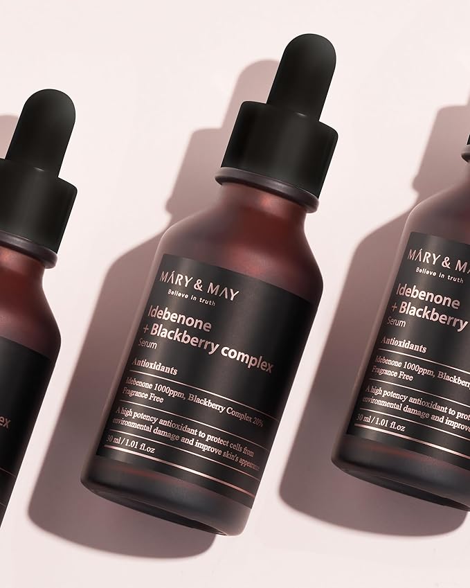 Mary&May Idebenone + Blackberry Complex Serum - Potent Anti Aging for Enhanced Antioxidant and Skin Nourishment - Korean Face Skincare, EWG Green Grade, Cruelty-Free, 1.01 fl.oz.