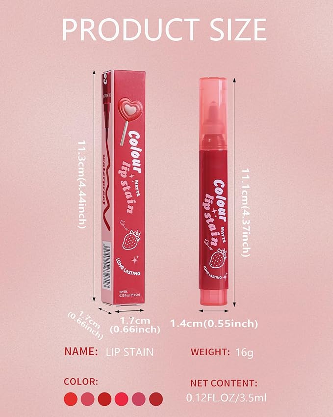 Lip Tint Stain Pen, Dark Red Brown Waterproof Long Lasting Matte Lip Liner Stain Pencil, High Pigment Quick Dry Liquid Lipstick, Non Sticky Smudgeproof Lip Tint Gloss,Festival Makeup Gift for Women-06