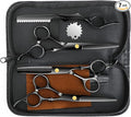 Professional Hair Cutting Scissors Sets Stainless Steel Barber Hairdressing Scissors Multifunctional Salon Thinning Scissors Straight Shears Tools Gifts for Mom Dad and Friends (Black)