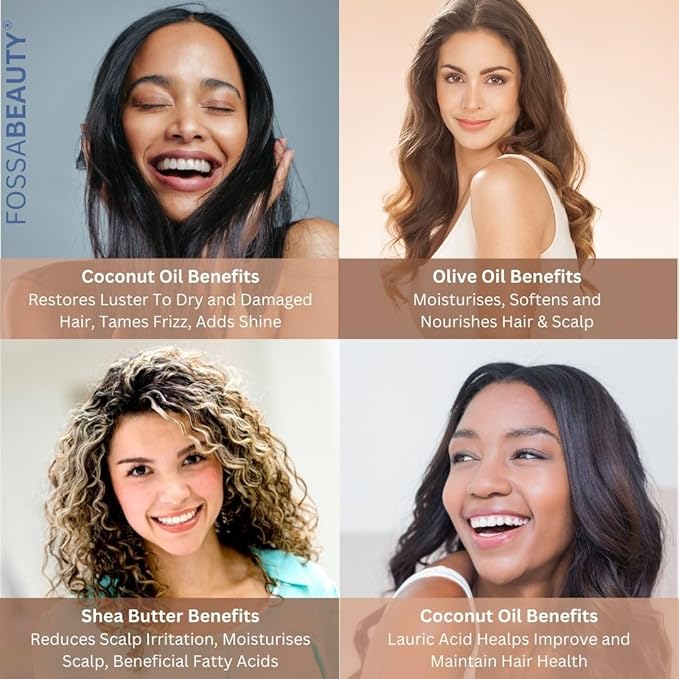 Fossa Nourishing Coconut Oil Hair Treatment with Shea Butter | Lightweight, Paraben Free, Prevents Split Ends, Reduces Breakage, Adds Shine & Frizz Control for All Hair Types | 100ml, 3.4 fl. oz.