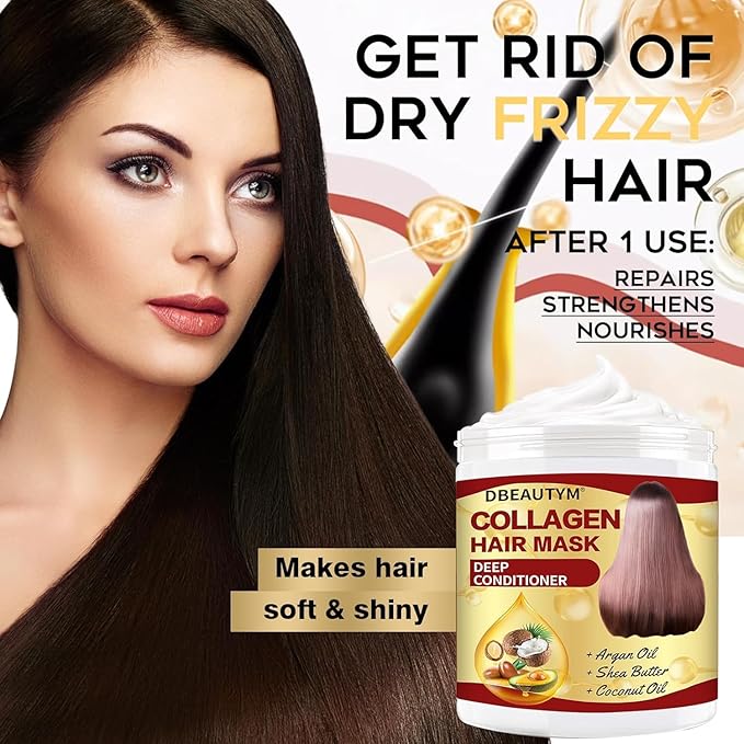 Collagen Hair Treatment Hair Mask & Rosemary Hair Growth Oil,Deep Conditioner Hydrating Hair Mask for Dry Damaged Hair,Hair Growth Oil for Hair Loss,Natural Hair Regrowth Treatment for Men and Women
