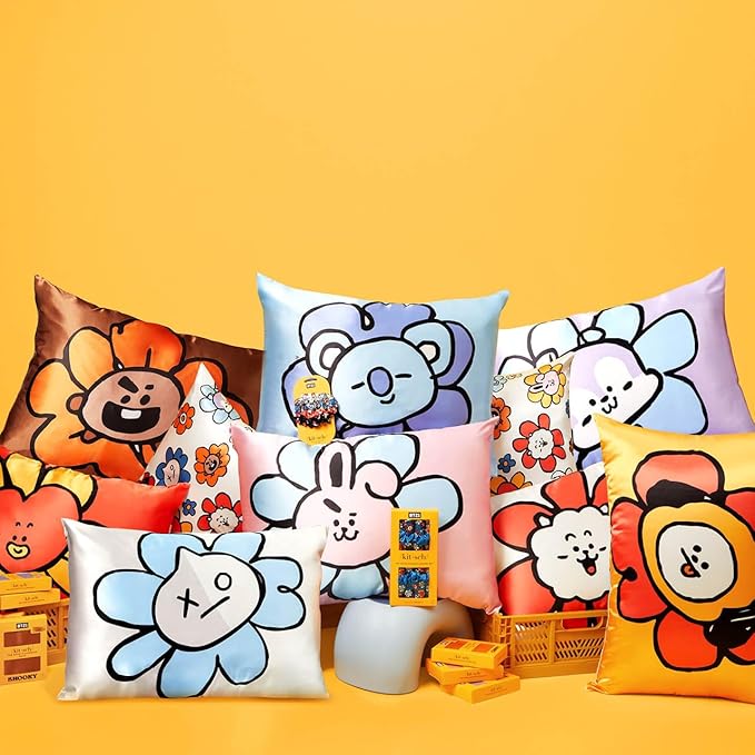 Kitsch x BT21 (Shooky) Satin Pillowcase with Zipper for Hair & Skin - Softer Than Silk Pillow Cases, Smooth Cooling Pillow Cover, Wrinkle-Free, Machine Washable, King Size (19x36)