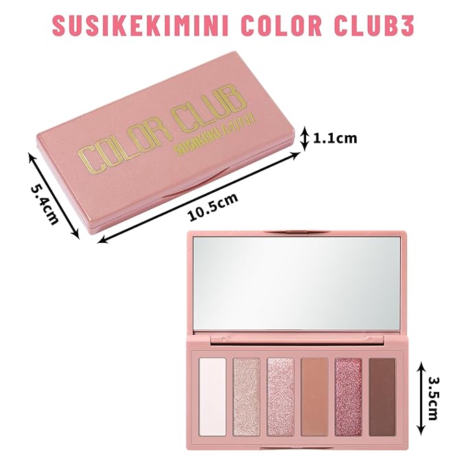 6 Colors Mini Eyeshadow Makeup Palette Blush-colored Neutral Tone Eye Shadow Matte & Shimmer Nude Make Up Pallet with Mirror Blendable Highly Pigmented Travel Size Gift Kit 03