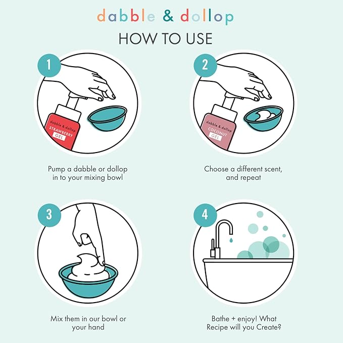 Dabble & Dollop Honeydew Melon + Vanilla Body Wash & Shampoo – 3-in-1 Natural Bubble Bath for Kids, No Parabens or Sulfates, Vegan, Gluten-Free, Tear-Free (2-Pack)
