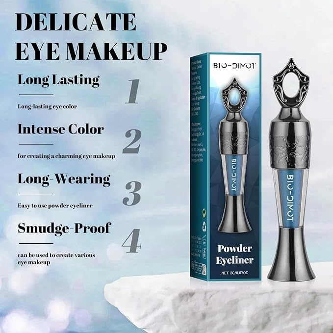Sheda Powder Eyeliner, a handcrafted, 100% natural powder eyeliner, waterproof, long-lasting, rich, smudge-resistant color (Dark Blue)