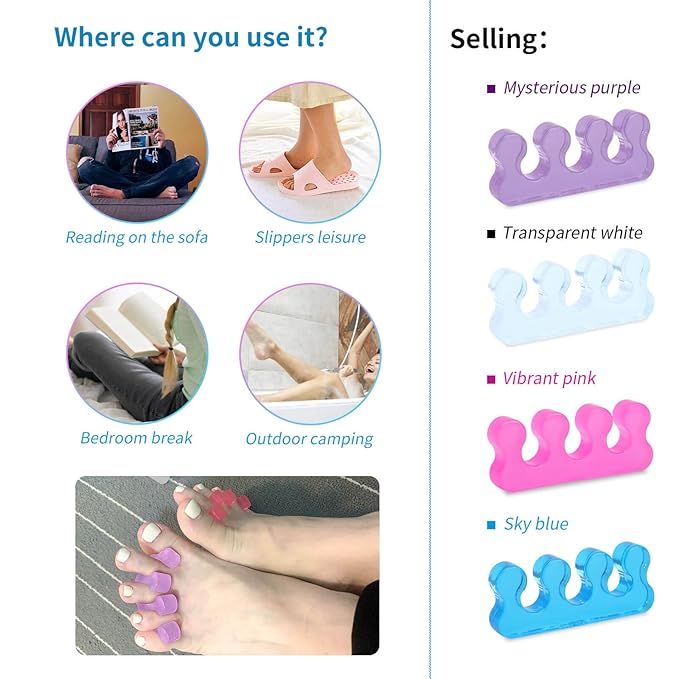 SUNFATT Gel Toe Separators,Toe Spacers for Women,Pedicures Toe Separators Use for Separation of Toenails or Nails,Beauty Pedicure Tools Suitable for Supplies for a Salon Pedicure.