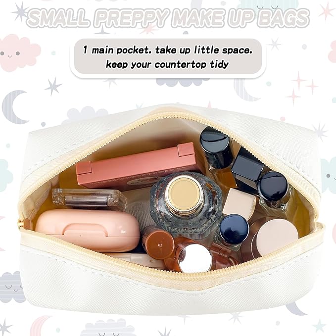 Gifts for Girls Initial Makeup Bag Personalized Cosmetic Bag with Zipper Cute Travel Toiletry Bags Waterproof PU Preppy Makeup Pouch Birthday Gift for Teen Girls Women(White H)