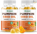 Pumpkin Seed Oil with Saw Palmetto Gummies, Organic Pumpkin Seed Oil Supplement for Hair Growth, Prostate Health, Bladder &Urinary Tract Support, High Pure Extract for Adults, Orange Flavor, 120 Count