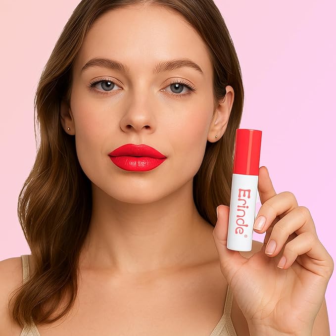 Erinde Lips Staining Lip Oil, Glossy Lip Stain, Long-Lasting Lightweight Lip Staining Oil, Moisturizing Plumping Hydrating Glossy Lip Tint, Vegan & Cruelty-Free, 07