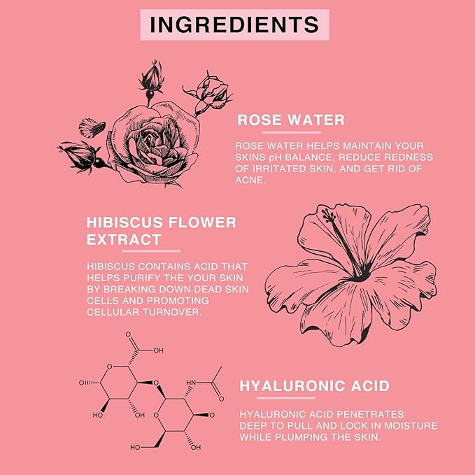 BEAUTE DE PROVENCE Rose Water Spray for Face & Body Refreshment with Moisturizing Hyaluronic Acid and Hibiscus water | Instant Hydration, Cooling, Calming & Conditioning (8 FL OZ)