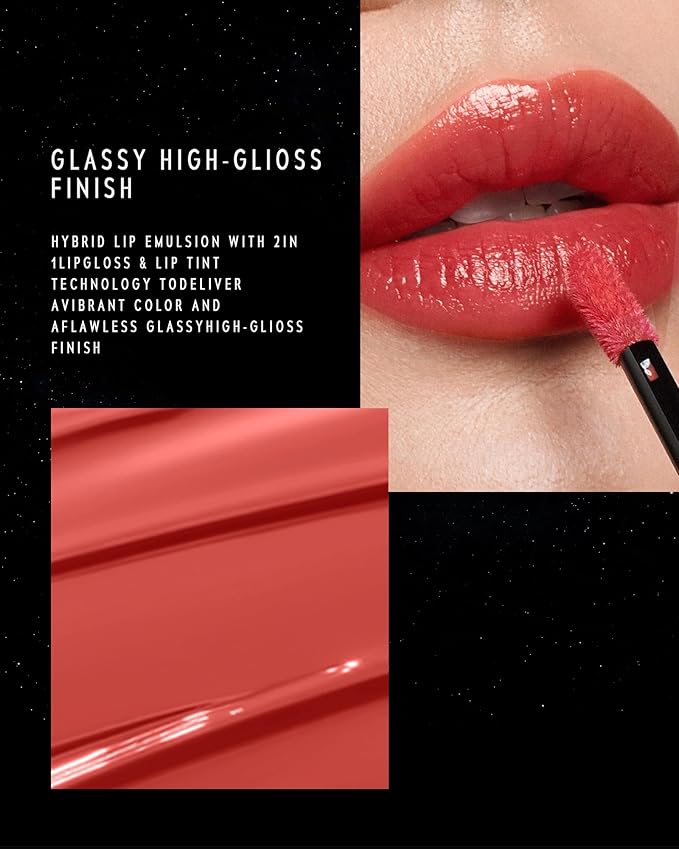 STELLAR DUST LIP STAIN-Long Lasting, Waterproof and Transferproof Lip Tint, Glossy Finish Lip Gloss, Lightweight Lipstick, High Coverage, Stocking Stuffers For Teen Girls (002 Gemini)