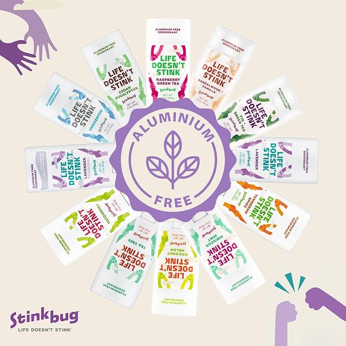 Stinkbug Naturals Organic Aluminum Free Travel Size Deodorant Stick with Tea Tree, Coconut Oil, Paraben Free, Sensitive Skin Deodorant, 0.75 Ounce Pack of 9