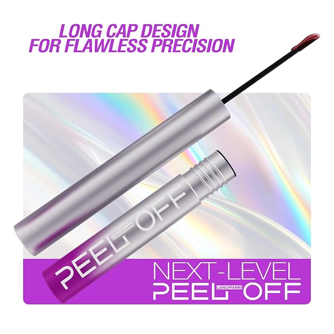 LANGMANNI 2Pcs Peel Off Lip Liner Set,Lip Stain Peel Off,Long-Lasting Waterproof & Smudge-Proof Matte Lip Liners With Ergonomic Handle & Precision Brush,Makeup Gift for Girls (#3+4)
