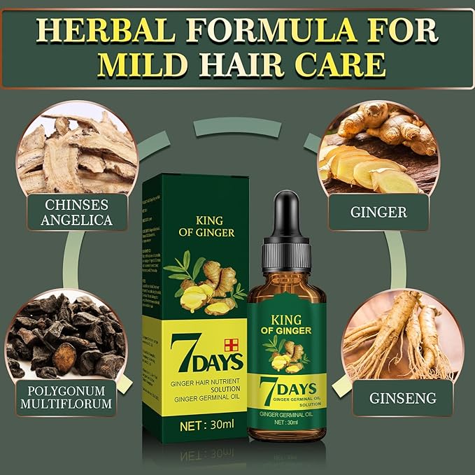 Biotin Hair Growth Serum for Hair Loss Treatment and Regrowth - Natural Ginger Essential Oil for Stronger, Thicker and Longer Hair for Women & Men (1.0 Fl Oz / 30ML)