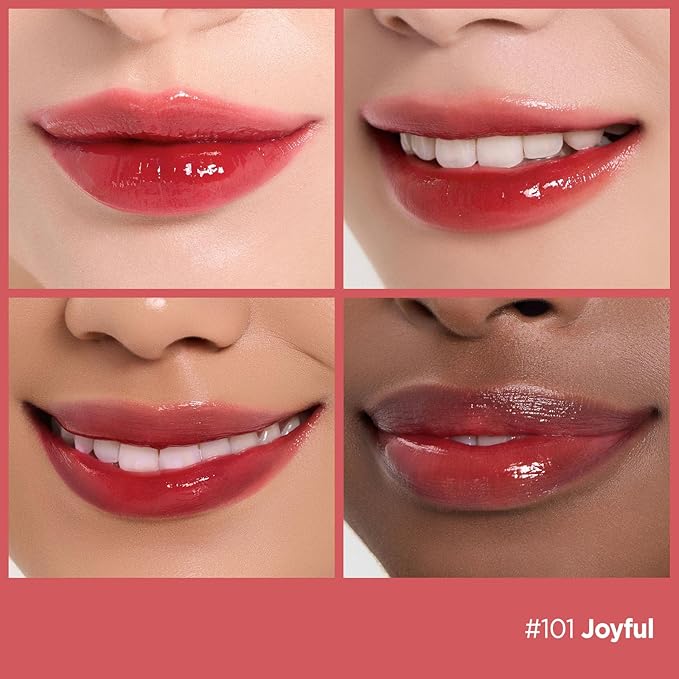 Laka Fruity Glam Tint, Glowing Lip Stain with Wide Color Spectrum, Hydrating & Lightweight Texture, Long-Lasting Bold Stain, Non-Sticky, Vegan, K-Beauty (#101 Joyful, 4.5g/0.15oz)